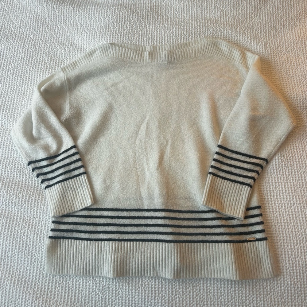DKNY Cream Sweater with Black Stripes